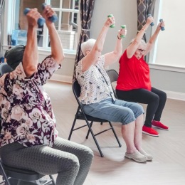 people in a group fitness class