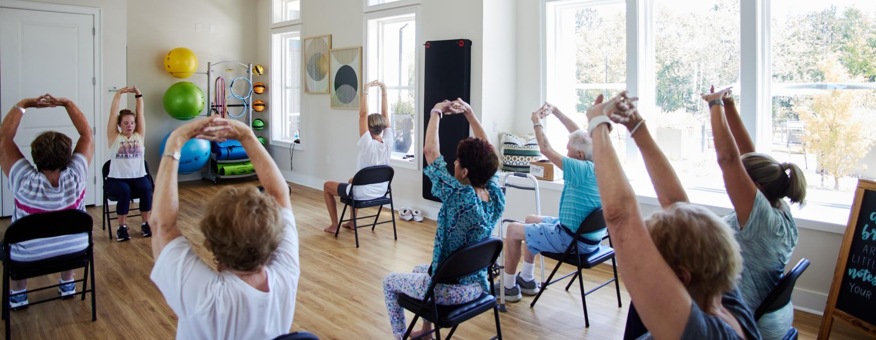 a group of people in a room