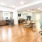 a large living room with a wood floor