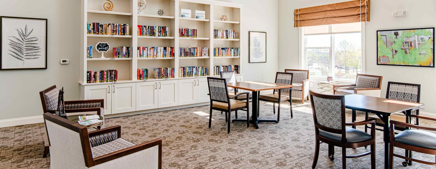 a room with tables and chairs